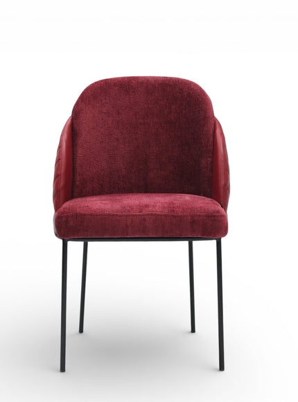 Red chair with black legs on a white background