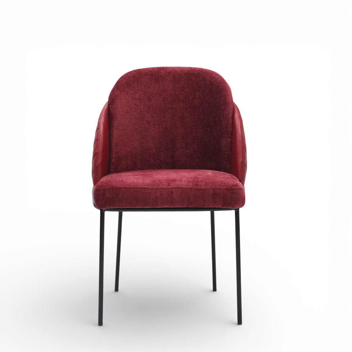 Red chair with black legs on a white background