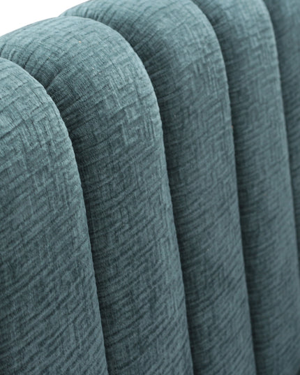 Upholstered lounge in blue closeup