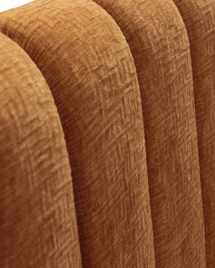 Upholstered lounge in orange closeup