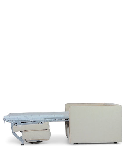 Modern white convertible armchair with soft upholstery and minimalist design