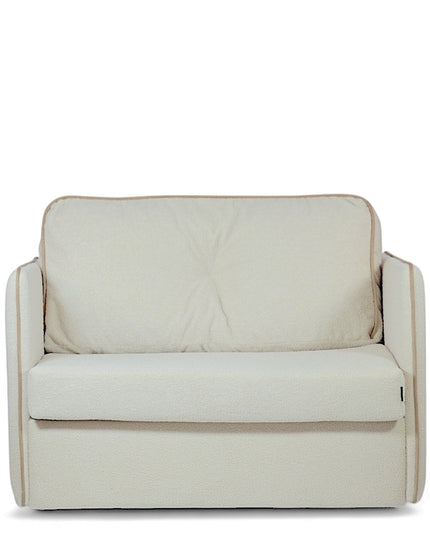 Modern white convertible armchair with soft upholstery and minimalist design