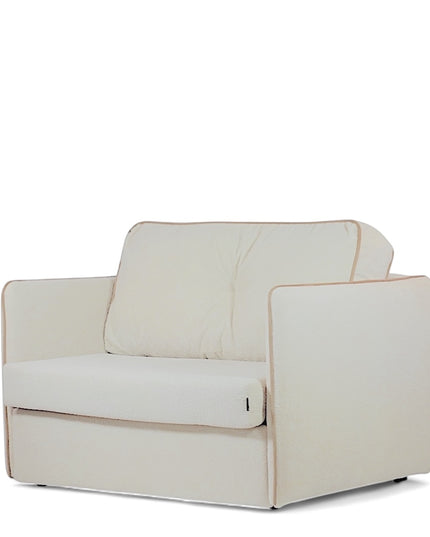 Modern white convertible armchair with soft upholstery and minimalist design