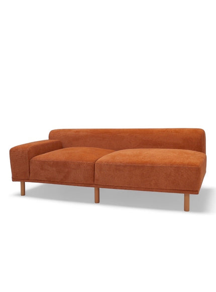 Vaya Home Arancio 2-seat module in rust orange upholstery with slim legs and a low-profile backrest.