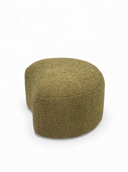 Vaya Home Cloud 2.0 ottoman in olive green boucle upholstery.