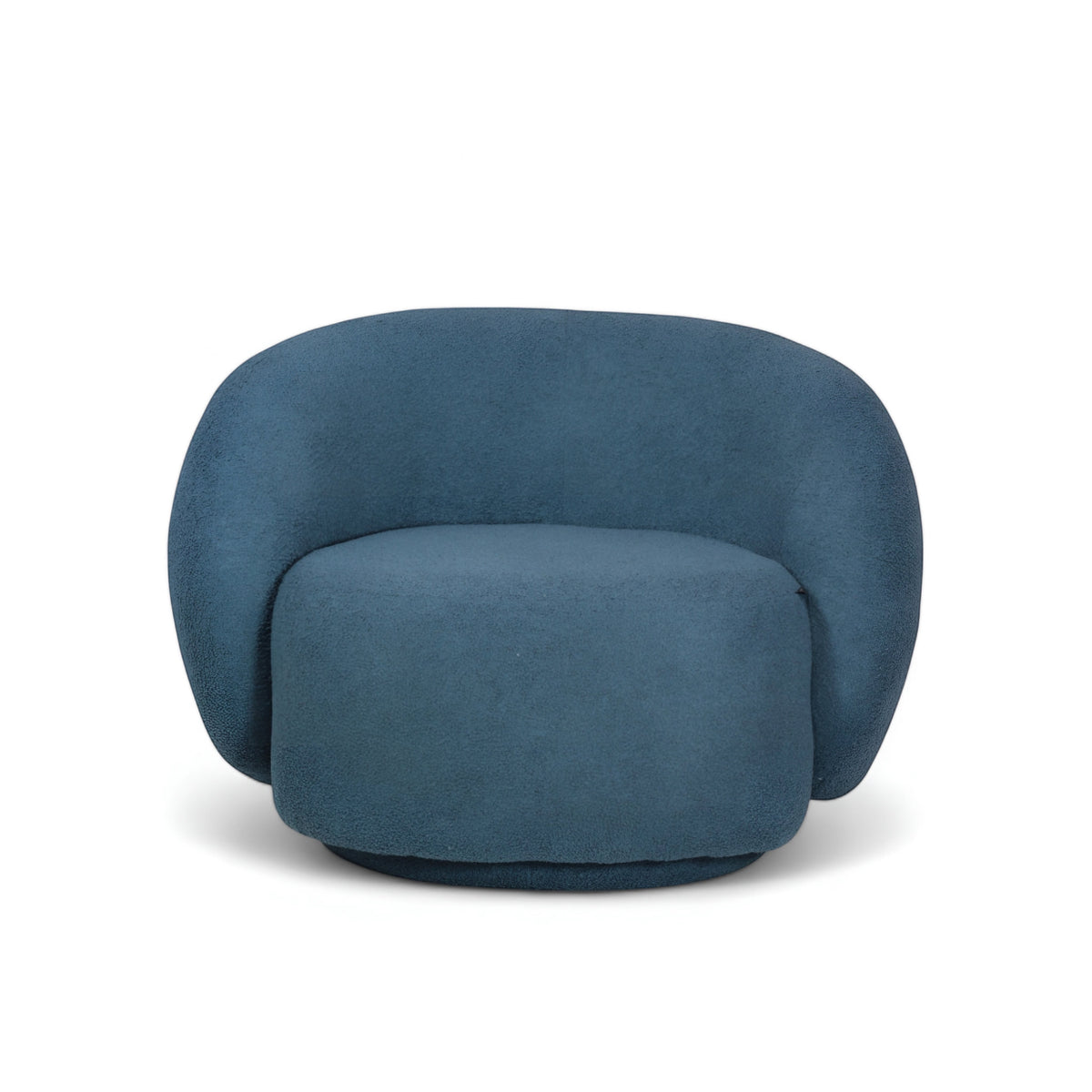 Front view of the Vaya Home Cloud accent chair with blue upholstery, rounded silhouette, and oversized cushioned seat.
