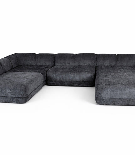 Vaya Home Origin full modular sofa set in charcoal textured upholstery.