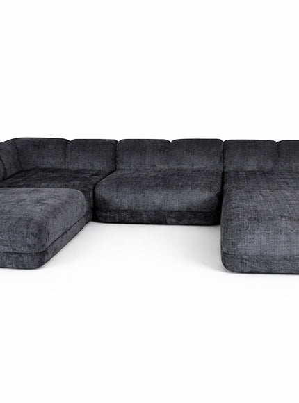 Vaya Home Origin full modular sofa set in charcoal textured upholstery.