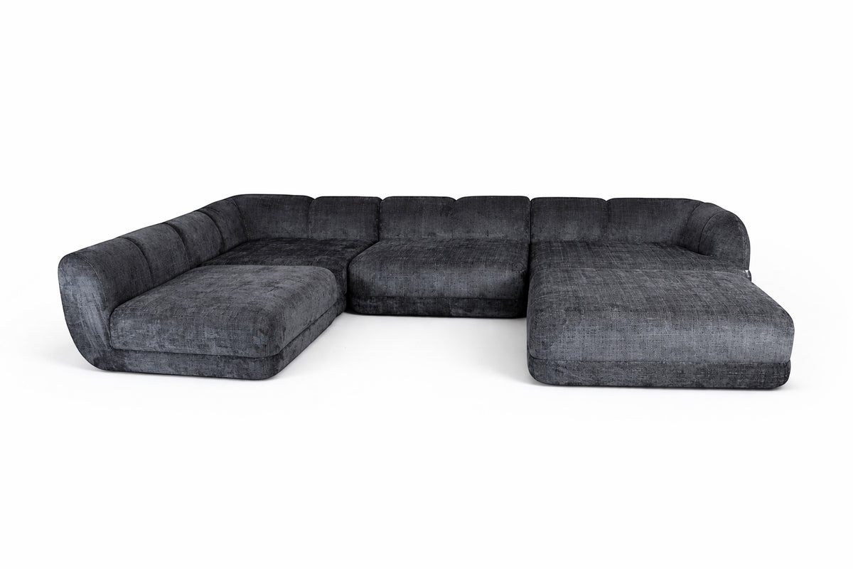 Vaya Home Origin full modular sofa set in charcoal textured upholstery.