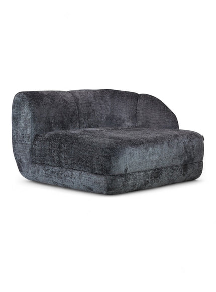 Front view of the Vaya Home Origin left corner module featuring charcoal textured upholstery and deep seat cushioning.