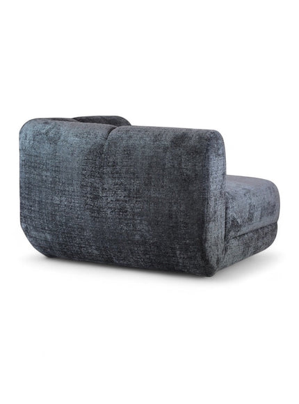 Rear angled view of the Vaya Home Origin left corner module with charcoal textured upholstery.