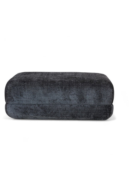 Vaya Home Origin ottoman in charcoal textured upholstery shown as an individual modular piece.