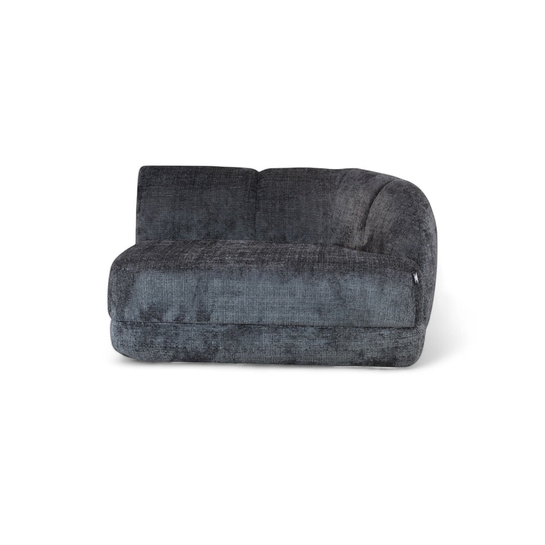 Vaya Home Origin right corner module in charcoal textured upholstery shown as an individual modular piece.