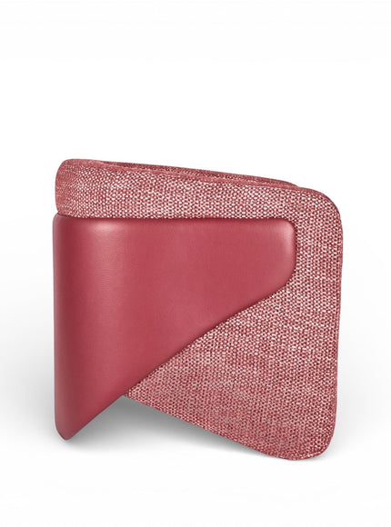 Back view of the Vaya Home Roxy accent chair showing rose textured upholstery and a smooth rear panel detail.