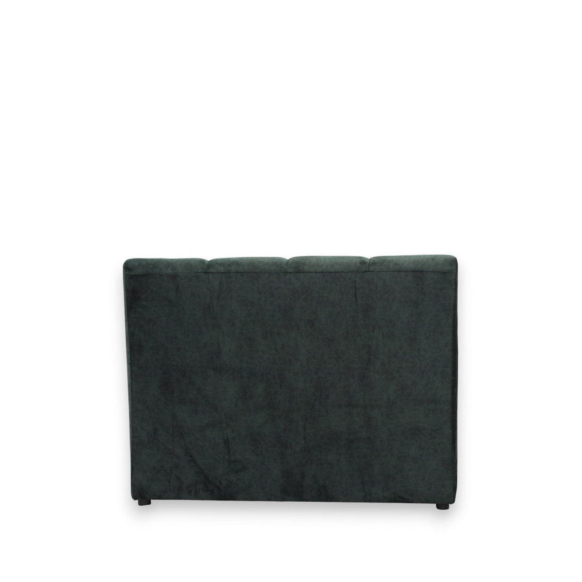 Back view of the Vaya Home Vert armless loveseat with deep green velvet upholstery and a clean-lined rectangular shape.